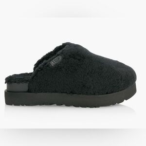 UGG Black Fuzz Sugar Slide Slippers
